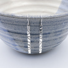 Load image into Gallery viewer, Long Slate Textured Earring with Rounded Back
